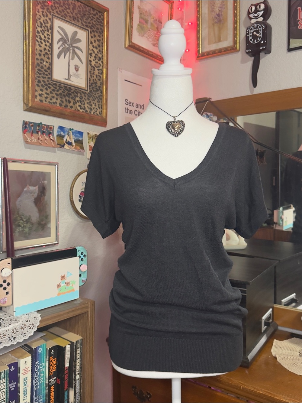Y2K forever 21 Charcoal slouchy Short Sleeve Women’s Top